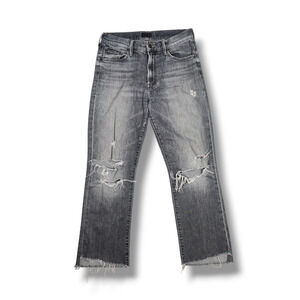 Mother Insider Crop Step Fray Jeans Ace of Spades Gray 27 Distressed Raw Hem